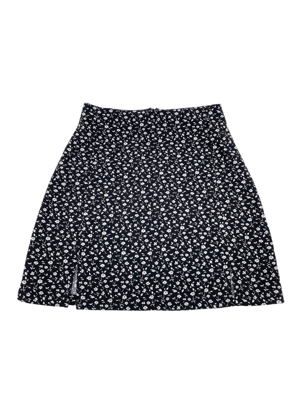 John Galt Brandy Melville Cara Mini Skirt Black White Floral Print One Size Y2K